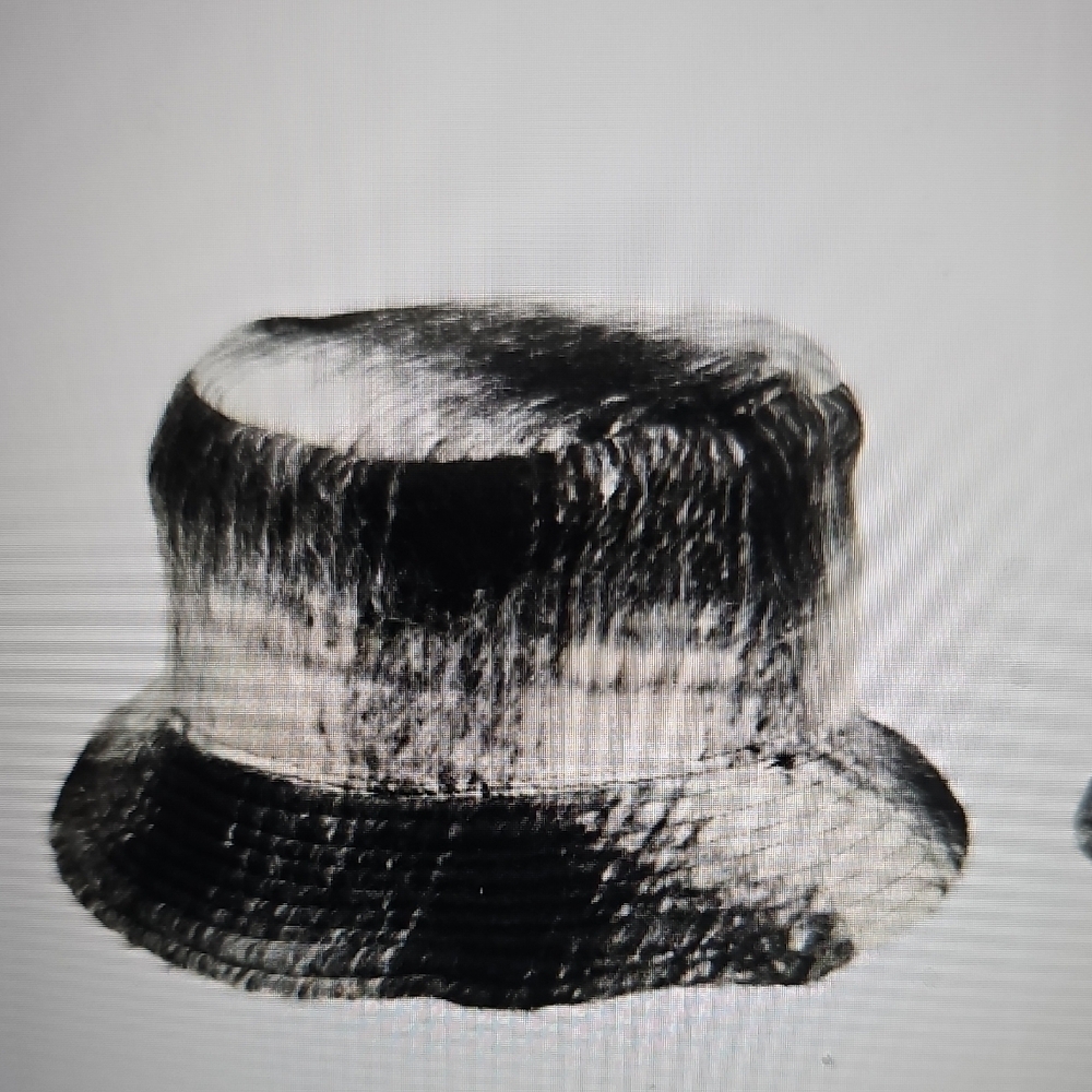 NWT Melrose & Market Plaid Eyelash Bucket Hat Black Combo One Size